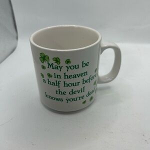 Russ Coffee Mug‎ White Green Irish Blessing Shamrock Motif Collectible Heritage